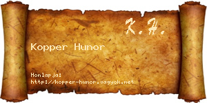 Kopper Hunor névjegykártya